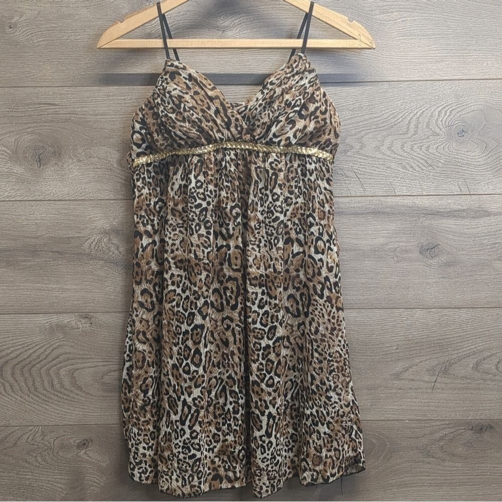 Ruby Rox Y2K Leopard Print Spaghetti Strap Top Women's Juniors Size 9